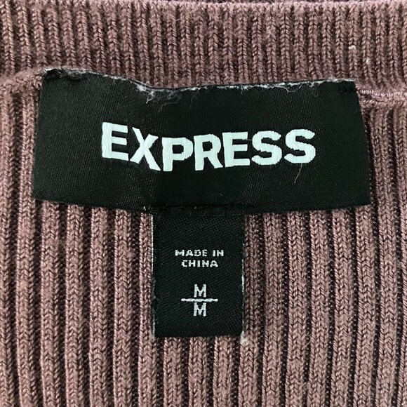 Express Mauve Ribbed Knit Tank Top. Medium. Minimalist Casual Layering Capsule - Picture 7 of 8
